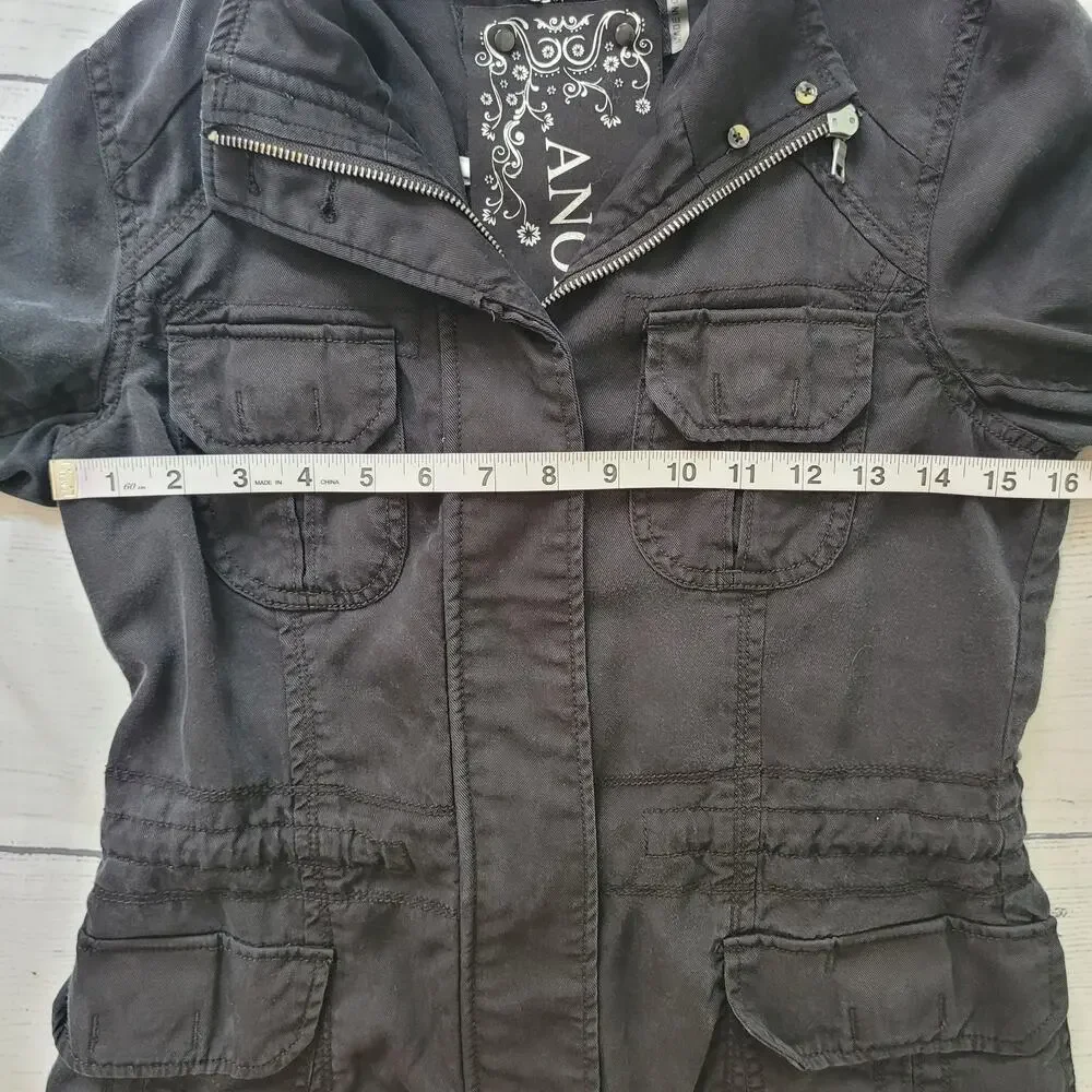Anorak Size S Women's Surplus Utility Jacket Lightweight Black Zip Drawstring - Picture 5 of 10